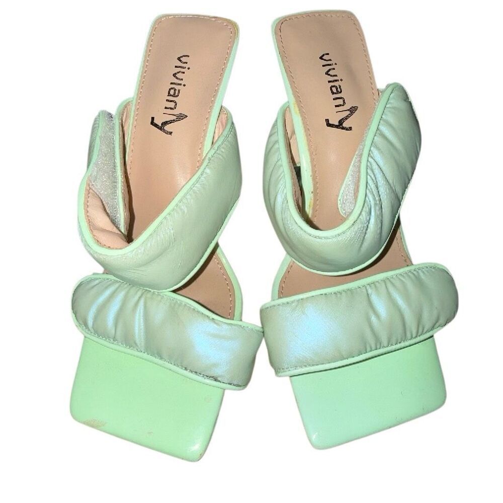 Vivianly GUC Mint Green Square Toe Heels Ethereal Fairycore Garden Party Mermaid